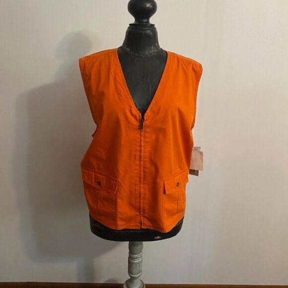 Jones New York Sports Orange front zip, adjustable side vest, size 2X - Picture 1 of 4